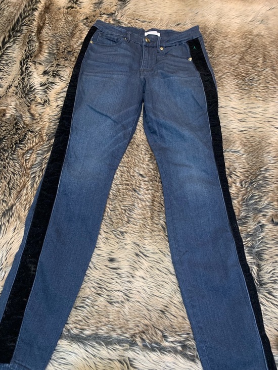 Good American Denim - Good American Good Waist Velvet Tuxedo Stripe Skinny Jeans Size 8/29